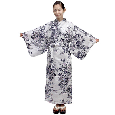 Women's Easy Yukata / Kimono Robe :  Japanese Traditional Clothes - Lily White
