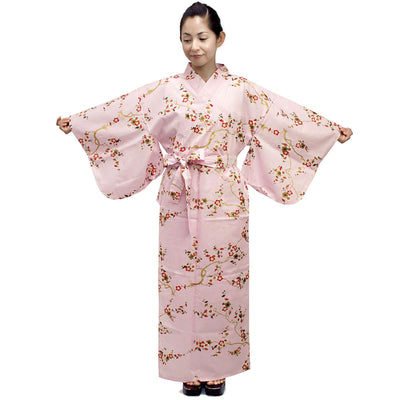Women's Easy Yukata / Kimono Robe :  Japanese Traditional Clothes - Golden Plum Pink