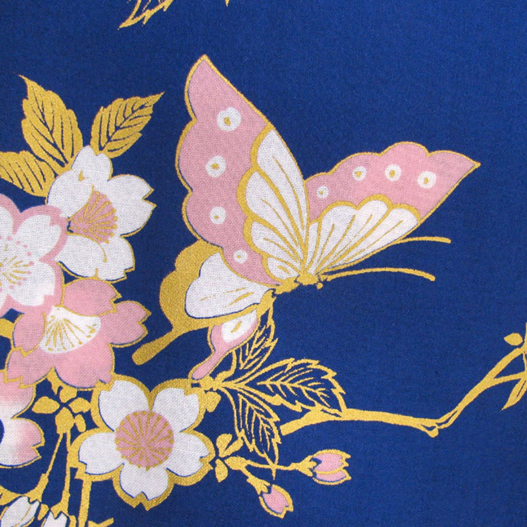 Women's Easy Yukata / Kimono Robe : Japanese Traditional Clothes - Cherry Blossoms & Butterfly Blue