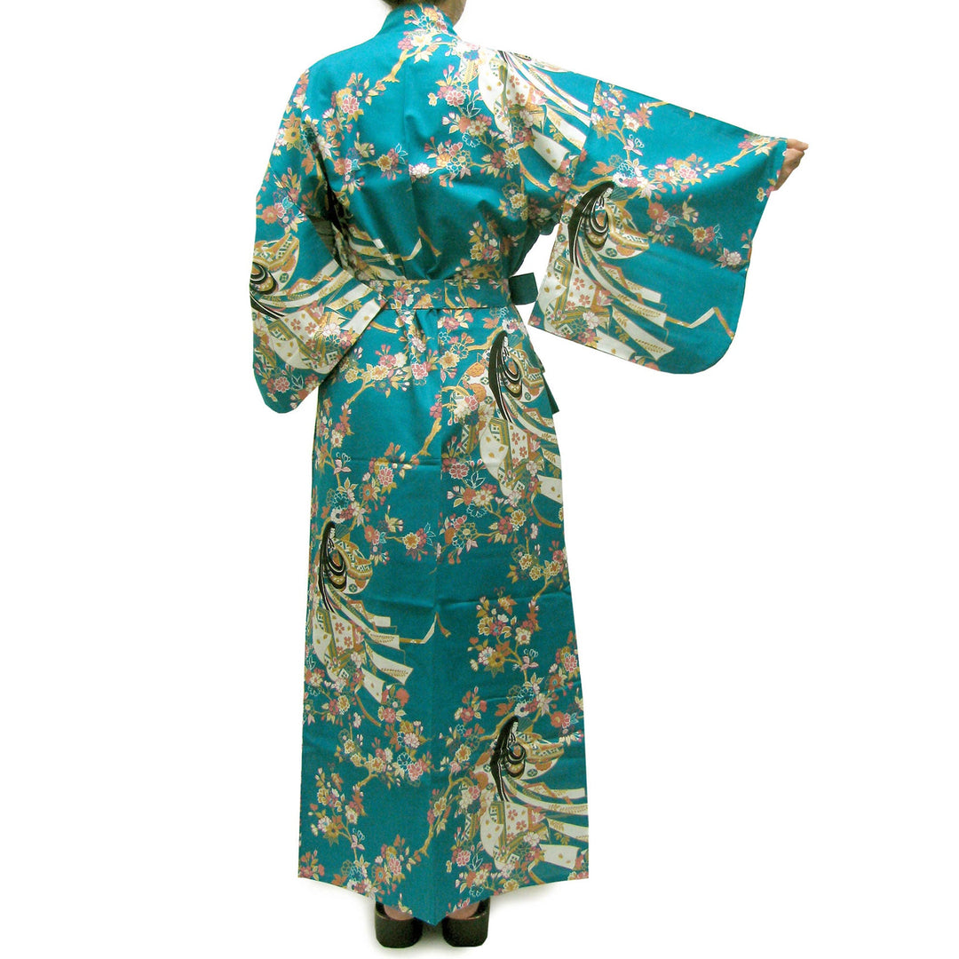 Women's Easy Yukata / Kimono Robe : Japanese Traditional Clothes - Cherry Princess Turquois