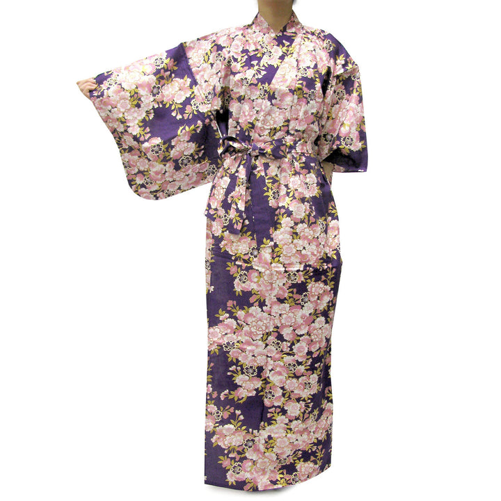 Women's Easy Yukata / Kimono Robe :  Japanese Traditional Clothes - SAKURA Purple