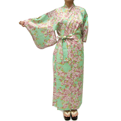 Women's Easy Yukata  / Kimono Robe : Japanese Traditional Clothes - SAKURA Turquois
