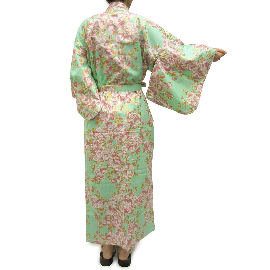 Women's Easy Yukata  / Kimono Robe : Japanese Traditional Clothes - SAKURA Turquois