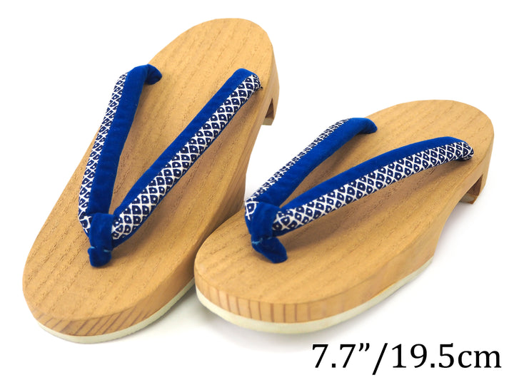 Kids Japanese Kimono Yukata Wooden Geta Sandals, 19.5, 21cm Beige Blue