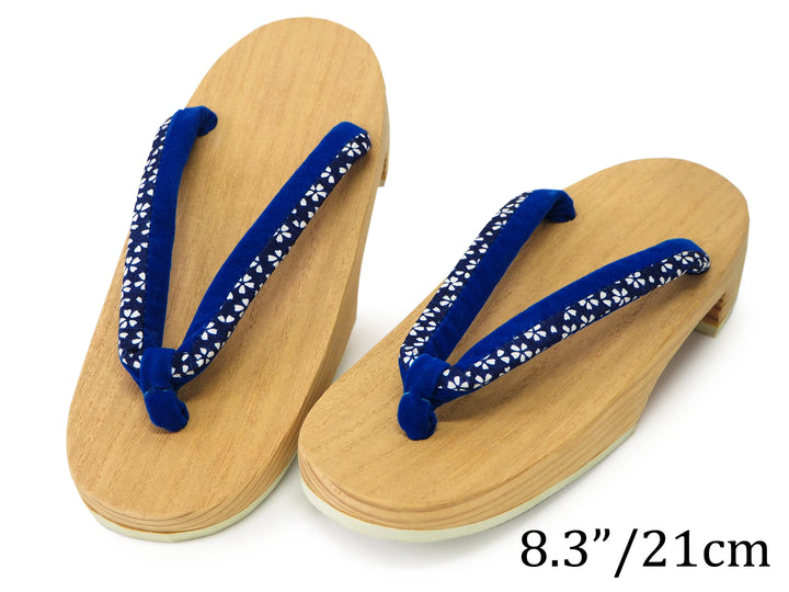 Kids Japanese Kimono Yukata Wooden Geta Sandals, 19.5, 21cm Beige Blue