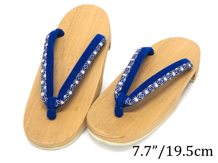 Kids Japanese Kimono Yukata Wooden Geta Sandals, 19.5, 21cm Beige Blue