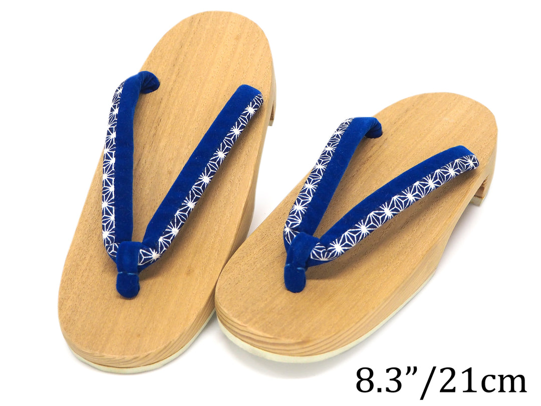 Kids Japanese Kimono Yukata Wooden Geta Sandals, 19.5, 21cm Beige Blue