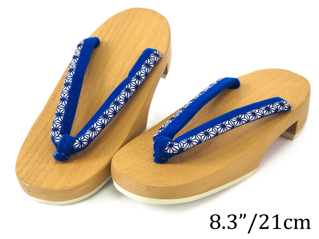 Kids Japanese Kimono Yukata Wooden Geta Sandals, 19.5, 21cm Beige Blue