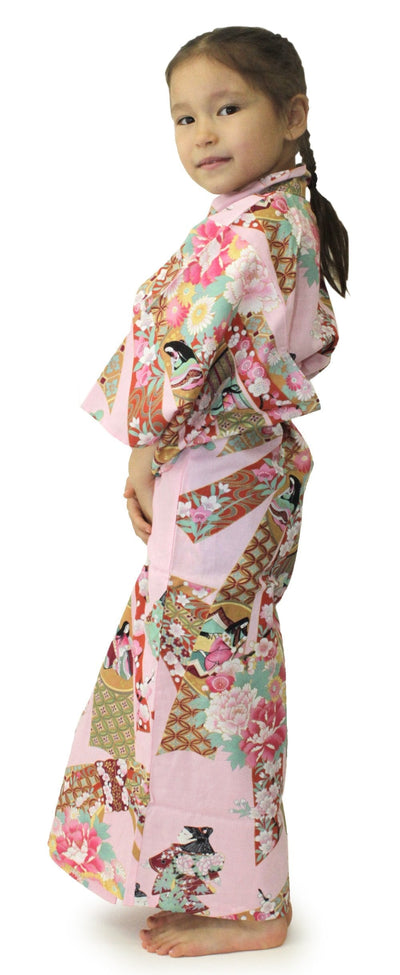 Girl's Easy Yukata / Kimono Robe : Japanese Traditional Clothes - Little Doll Pink