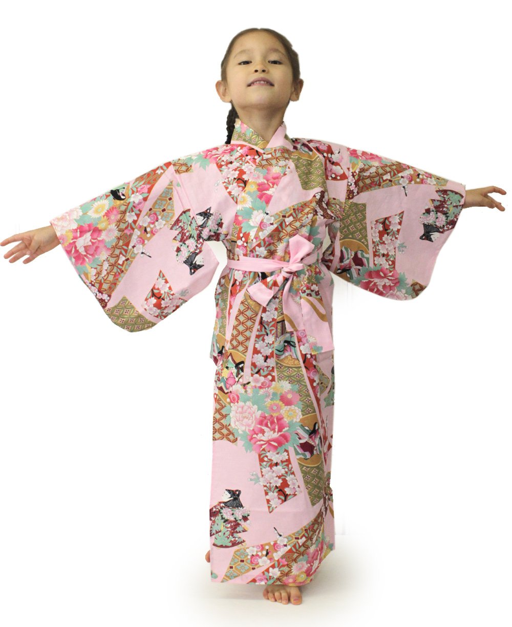 Girl's Easy Yukata / Kimono Robe : Japanese Traditional Clothes - Little Doll Pink